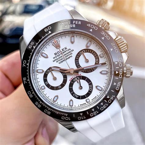 rolex daytona white dial rubber strap|Rolex daytona leather strap price.